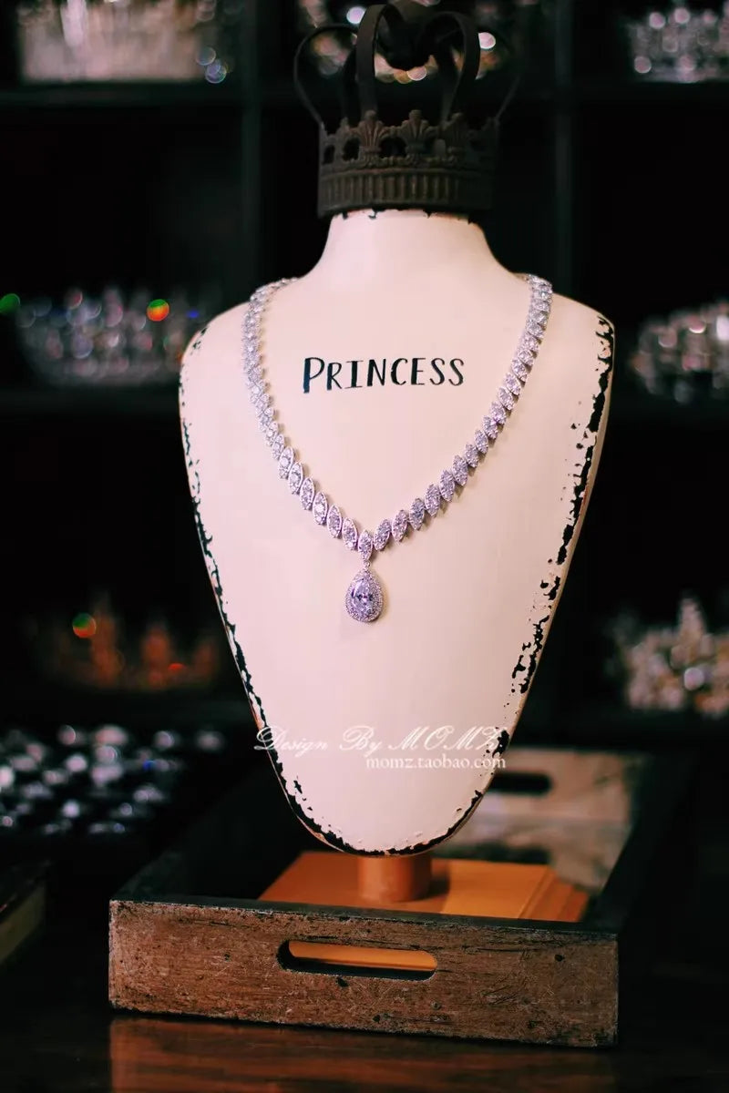 CC Jewelry Set Women Accessory Wedding Events Bridal Bijoux Engagement Necklace Stud Earrings Sets 2 PCS Luxury Chain Gift S028