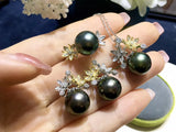 Amazing 9-10mm Tahitian Pearl Jewelry Set - 925 Sterling Silver