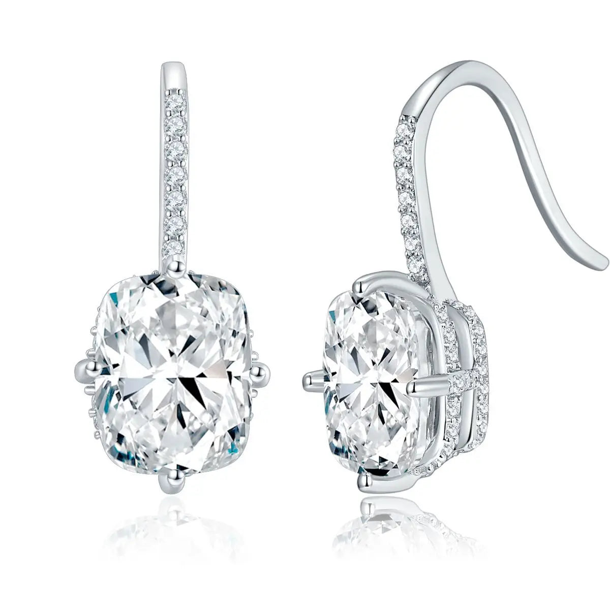 Cushion Cut Elegance Silver Earrings