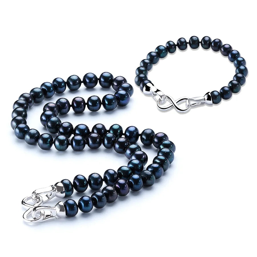 Trendy Elegance Black Pearl Jewelry Set