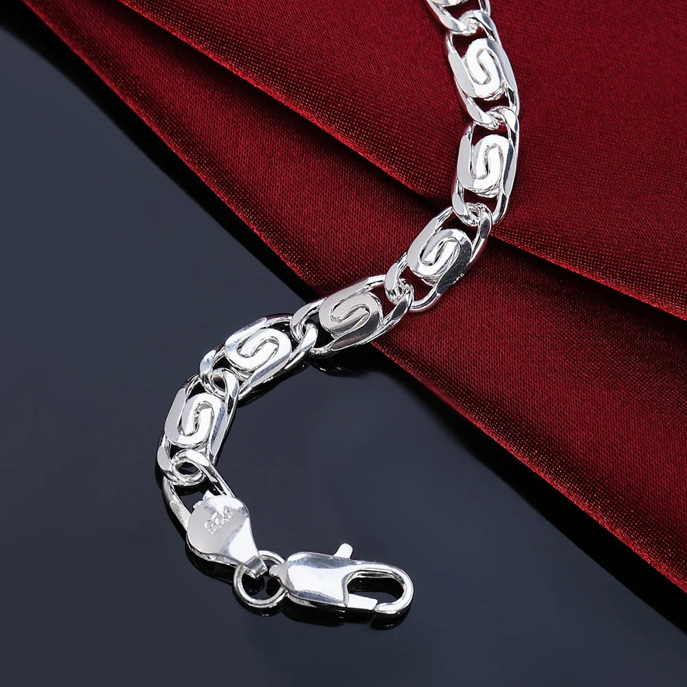 Unisex 925 Silver Charm Bracelet