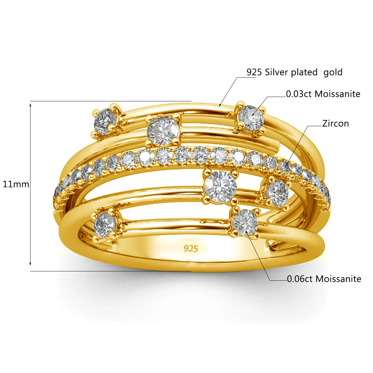 Golden Elegance Moissanite Band