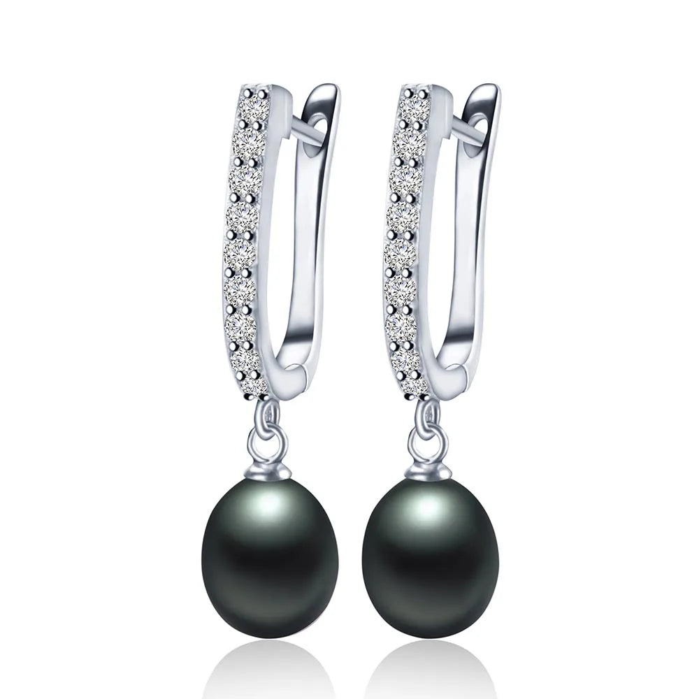 Chic 925 Sterling Silver Pearl Earrings with Zircon