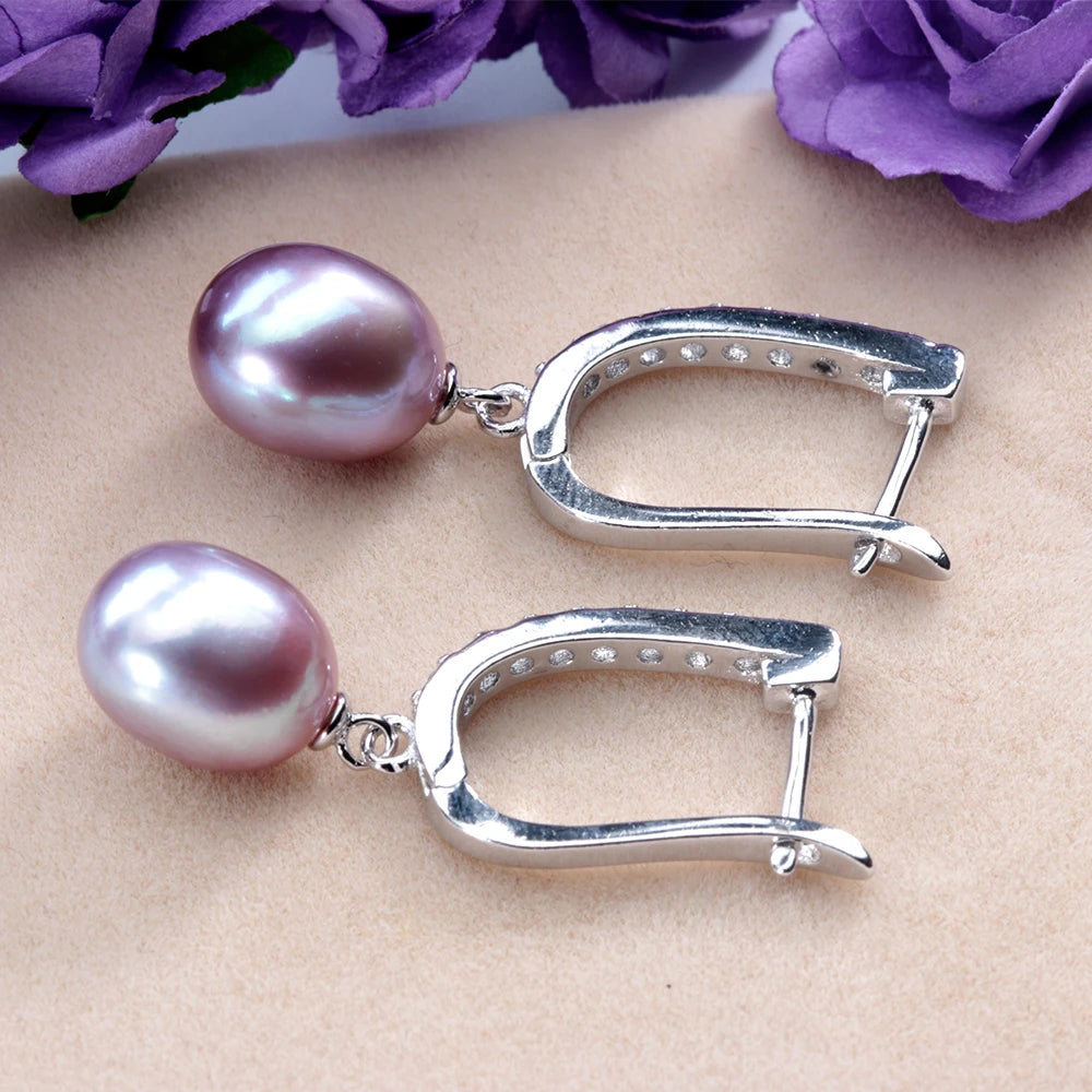Chic 925 Sterling Silver Pearl Earrings with Zircon