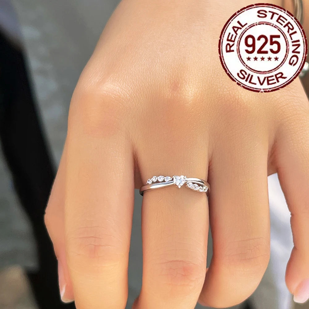 Dazzling Silver Heart CZ Promise Ring