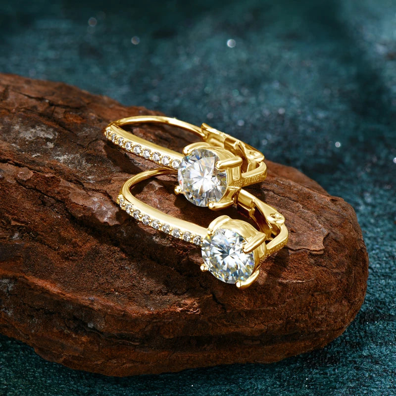 Trendy 14K Gold Plated Moissanite Dangle Earrings