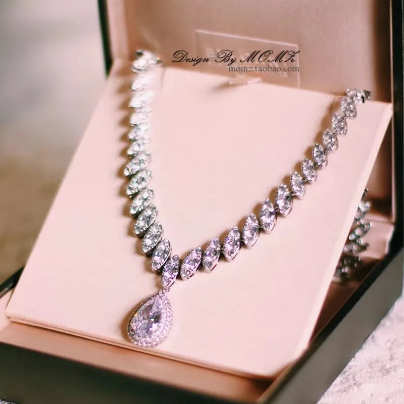 CC Jewelry Set Women Accessory Wedding Events Bridal Bijoux Engagement Necklace Stud Earrings Sets 2 PCS Luxury Chain Gift S028