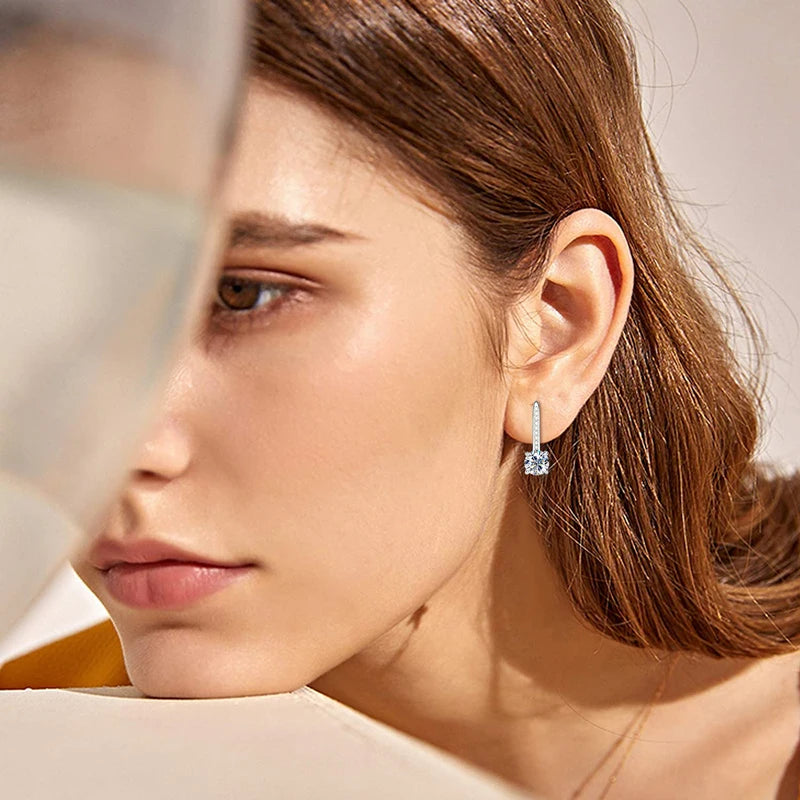 Trendy 14K Gold Plated Moissanite Dangle Earrings