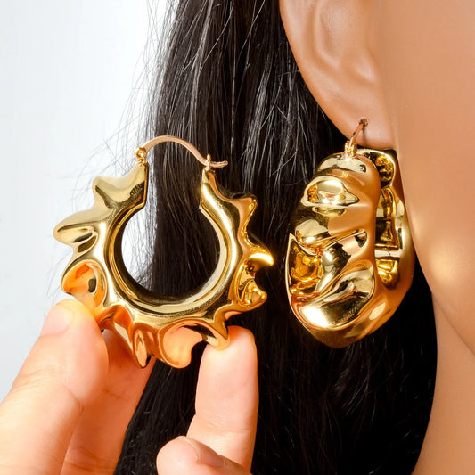 18K Gold Vintage Hoop Earrings