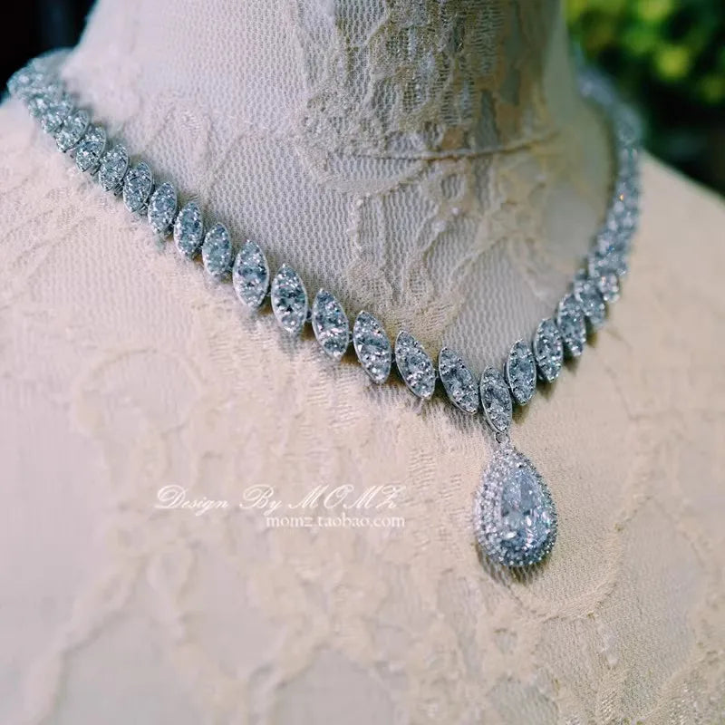 CC Jewelry Set Women Accessory Wedding Events Bridal Bijoux Engagement Necklace Stud Earrings Sets 2 PCS Luxury Chain Gift S028