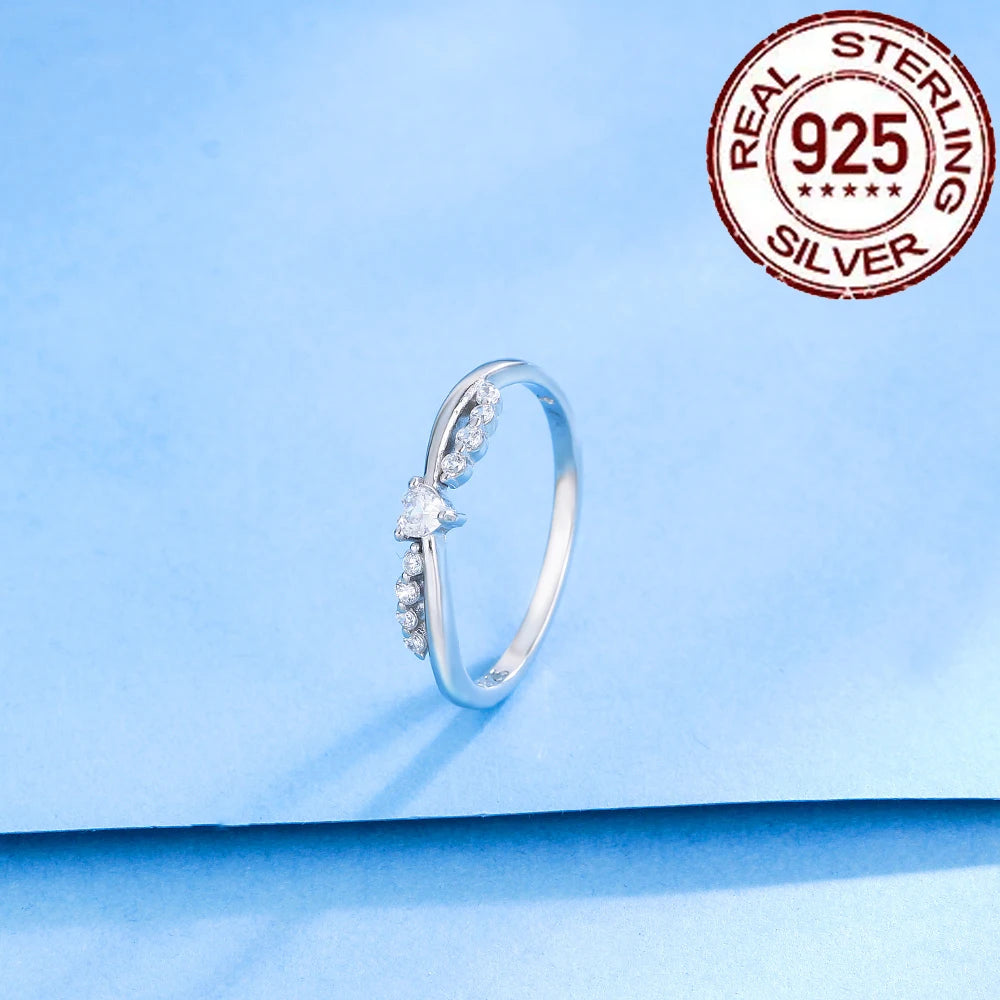 Dazzling Silver Heart CZ Promise Ring