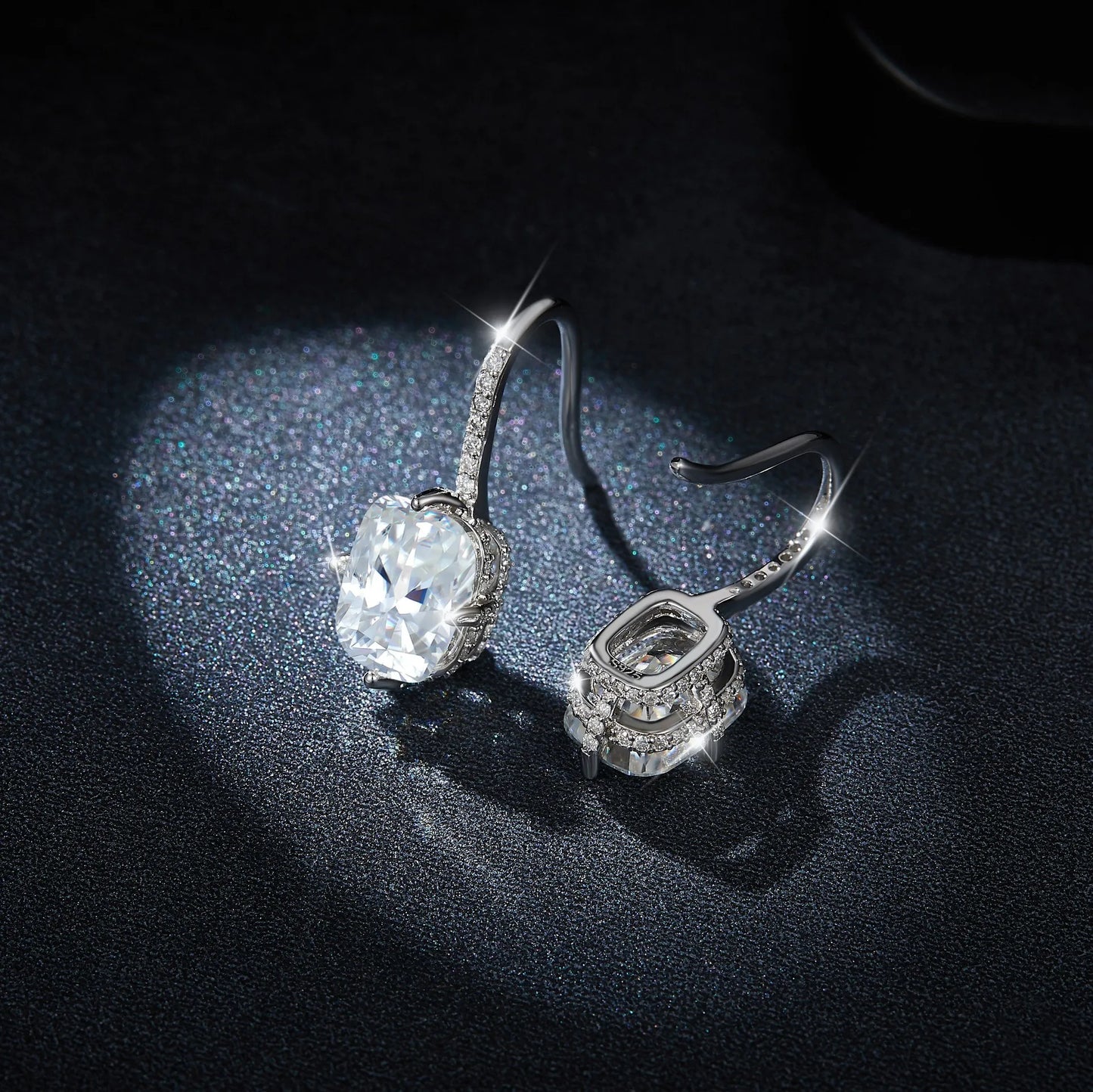 Cushion Cut Elegance Silver Earrings