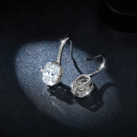Cushion Cut Elegance Silver Earrings