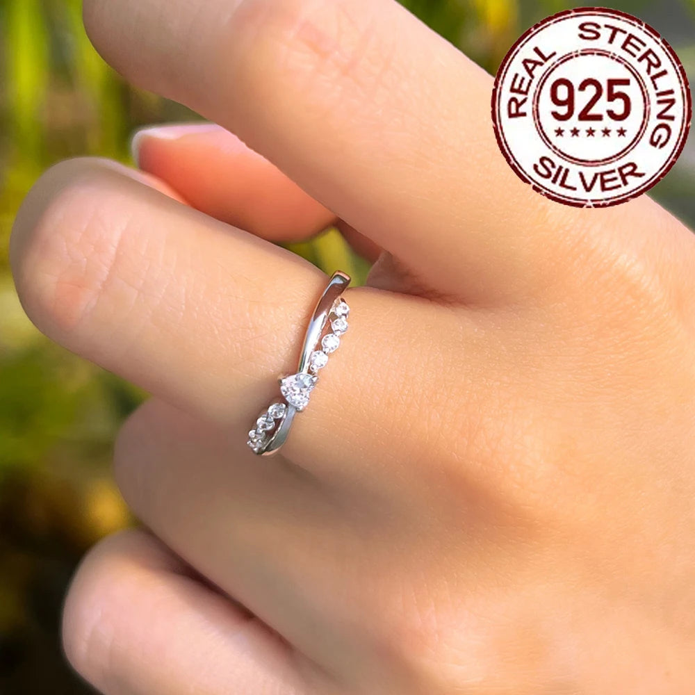 Dazzling Silver Heart CZ Promise Ring