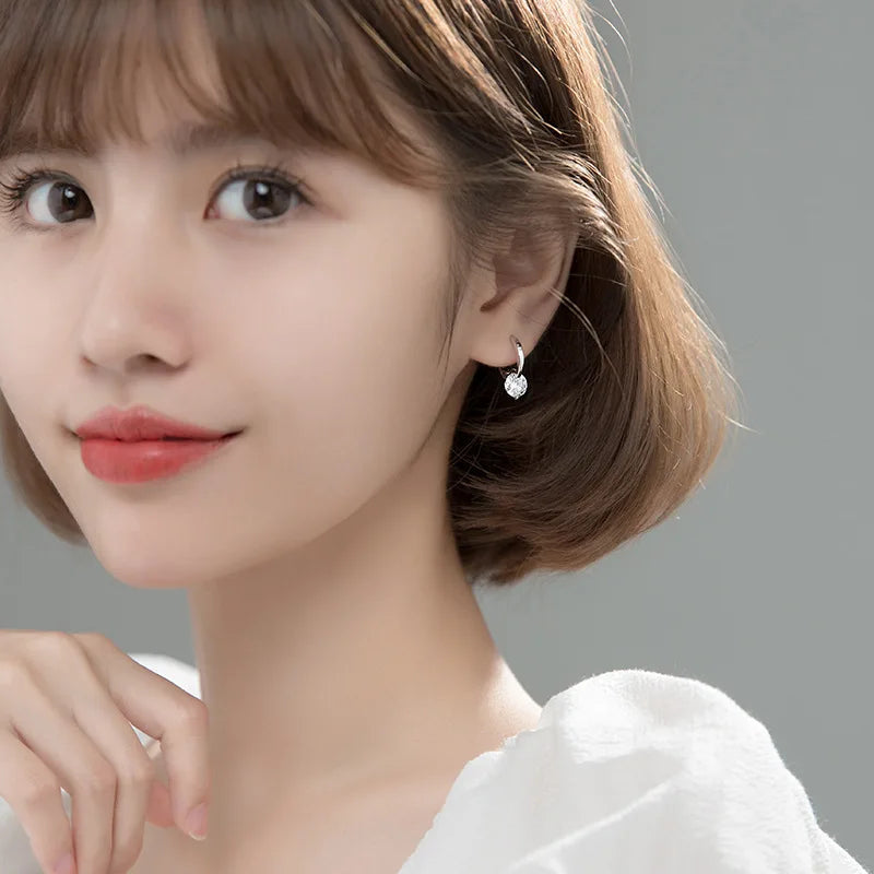 Solitaire 1ct D Moissanite Hoop Earrings for Women