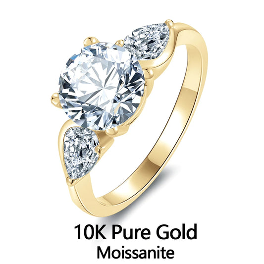 Certified 10K Gold Three Stone Engagement Band
