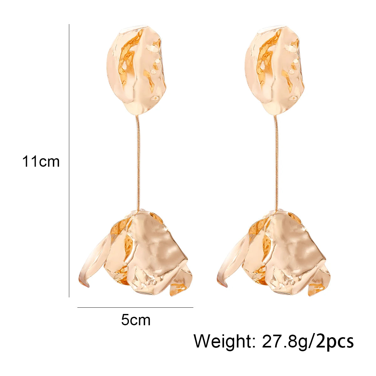 Elegant Statement Jewelry - Metal Flower Earrings