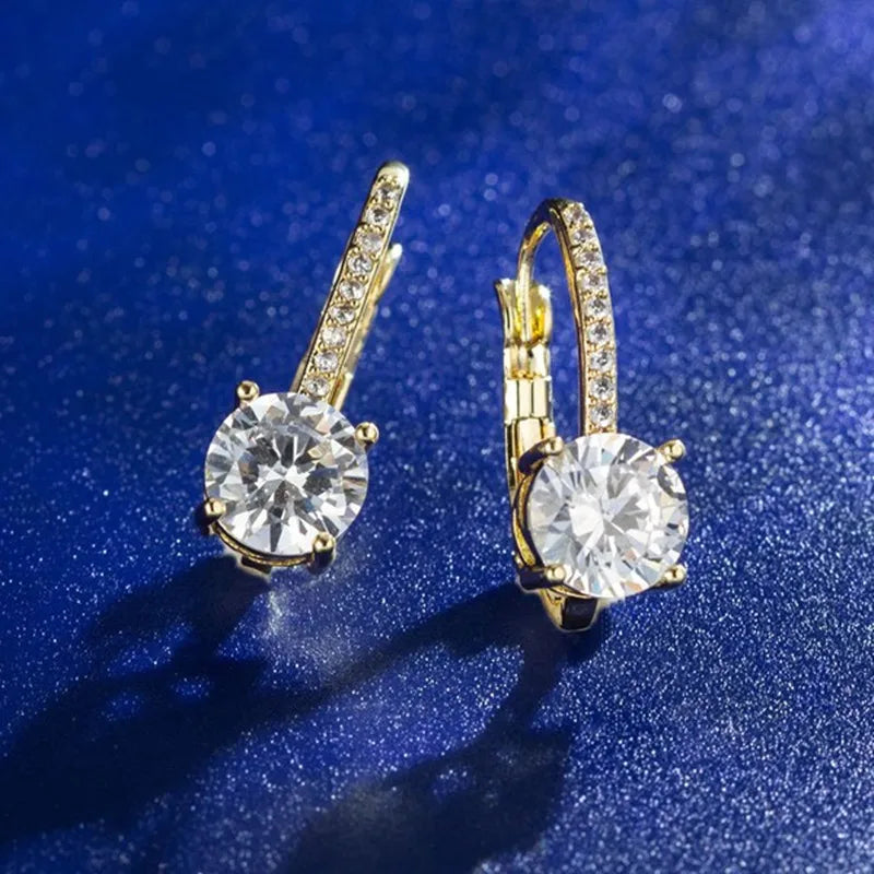 Trendy 14K Gold Plated Moissanite Dangle Earrings