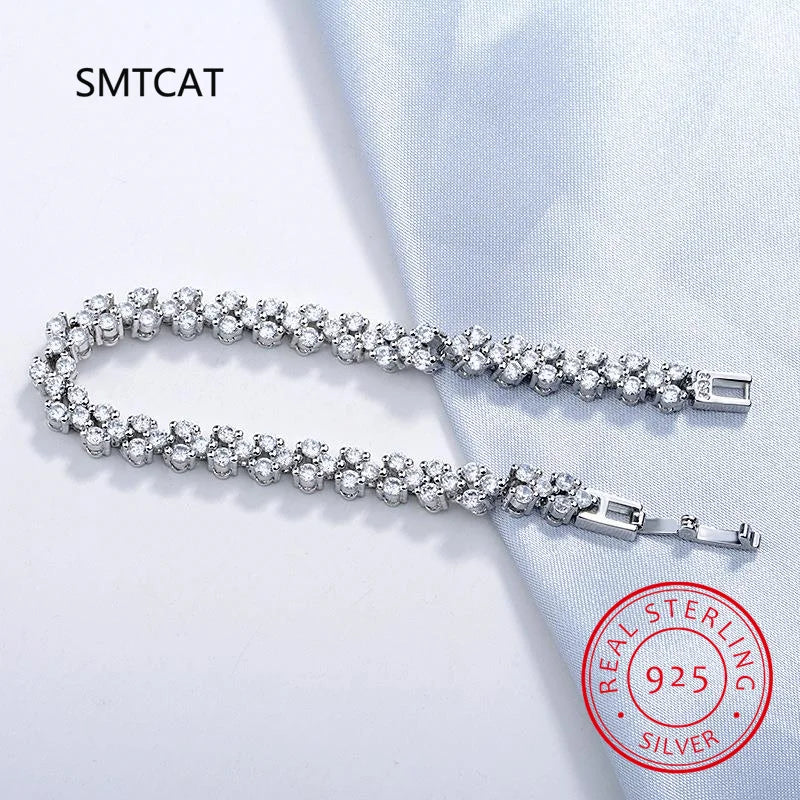 Elegant Solid Silver 925 Moissanite Bracelet