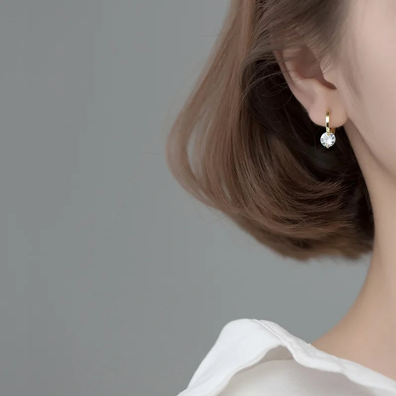 Solitaire 1ct D Moissanite Hoop Earrings for Women