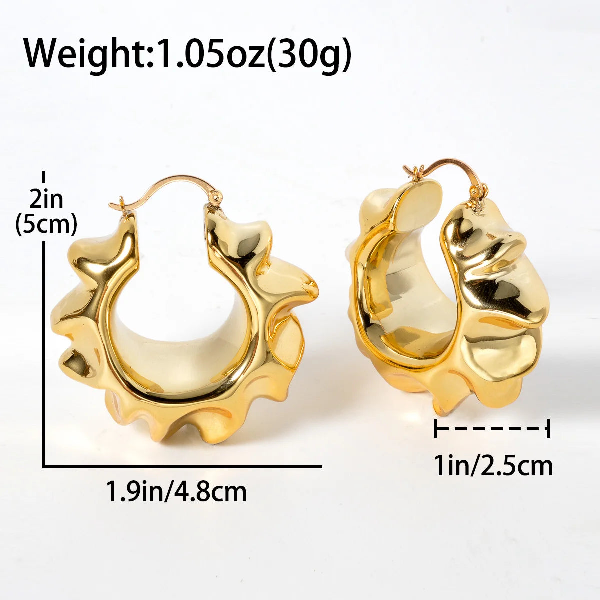 18K Gold Vintage Hoop Earrings