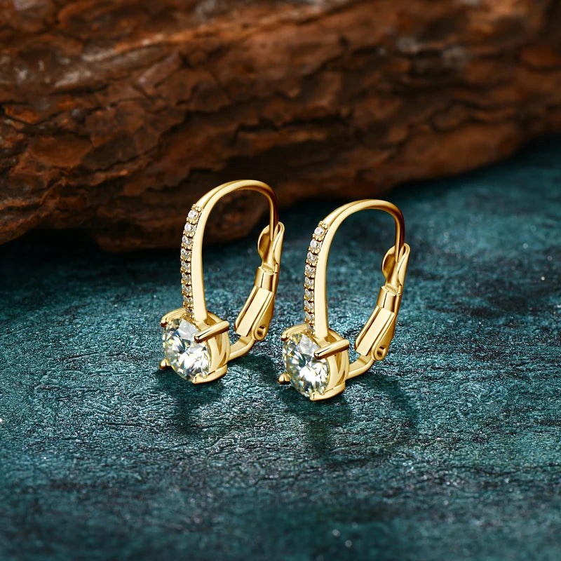 Trendy 14K Gold Plated Moissanite Dangle Earrings
