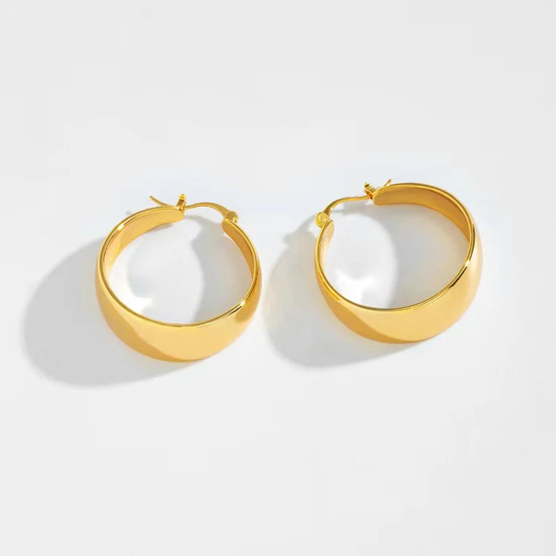 Elegant Wide Hoop Earrings in Gold for Everyday Wear