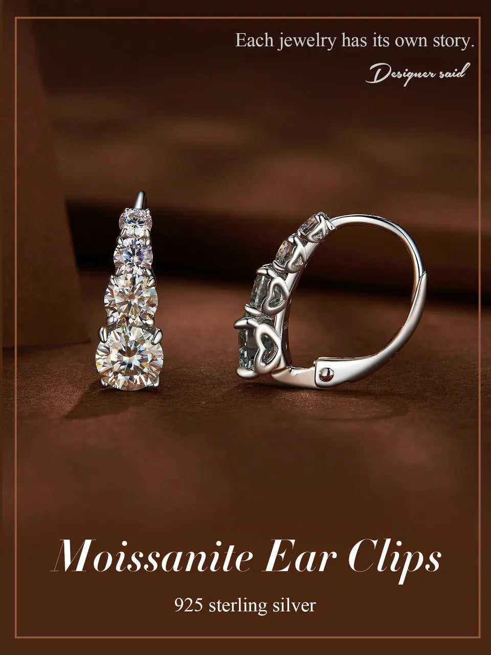 Stylish 925 Sterling Silver Moissanite Hoop Earrings for Women