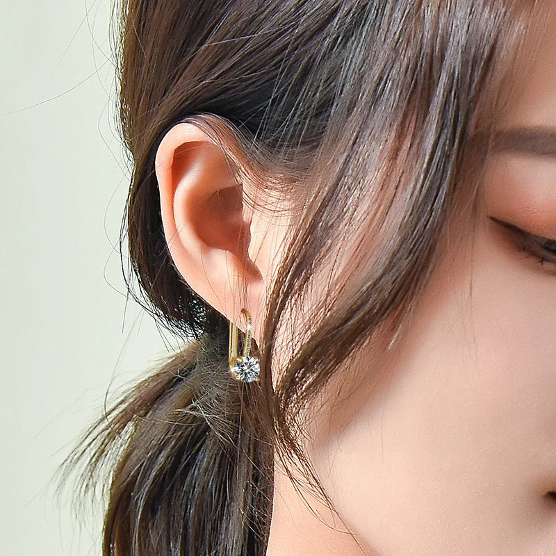 Trendy 14K Gold Plated Moissanite Dangle Earrings