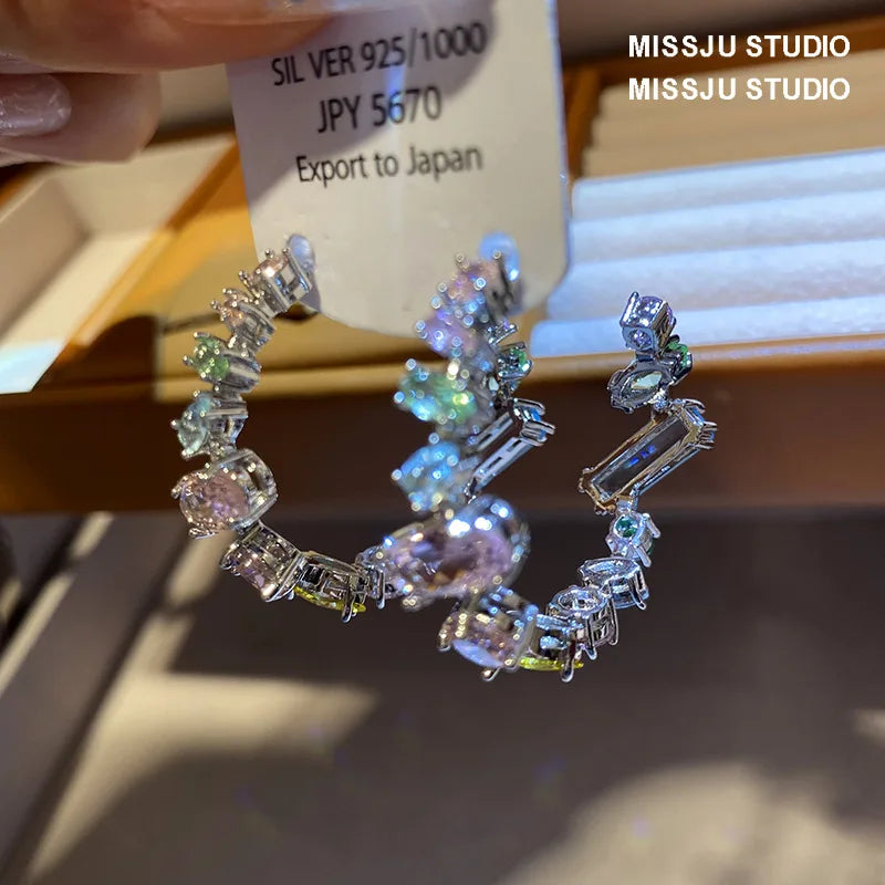 Chic Geometric Colorful CZ Earrings