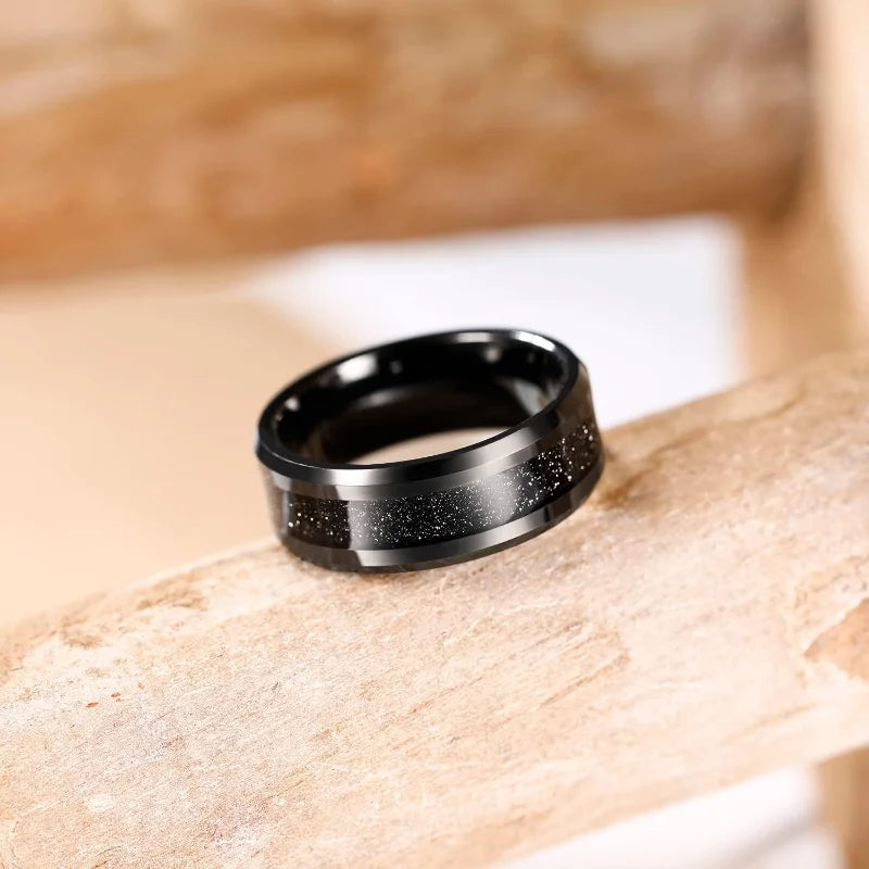 Black Sandstone Tungsten Carbide Ring