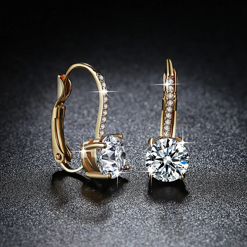 Trendy 14K Gold Plated Moissanite Dangle Earrings