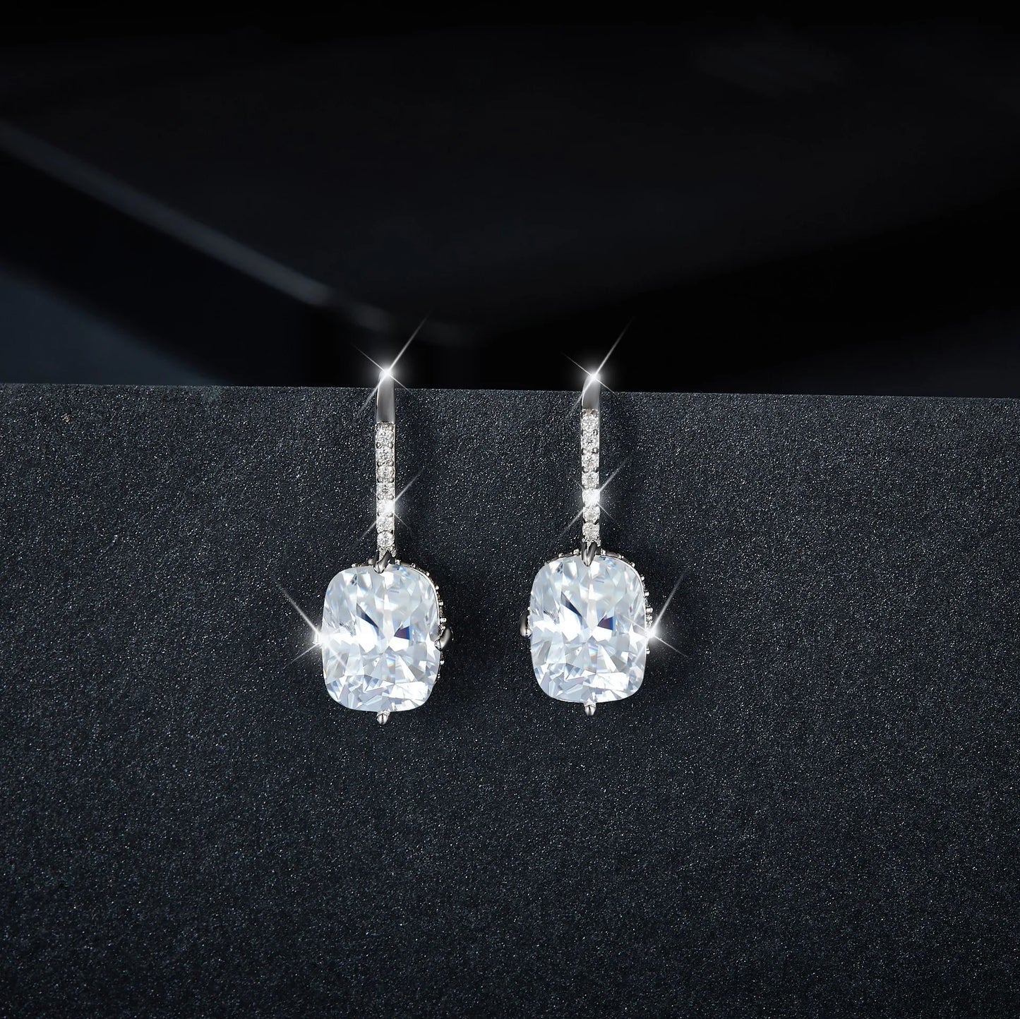 Cushion Cut Elegance Silver Earrings