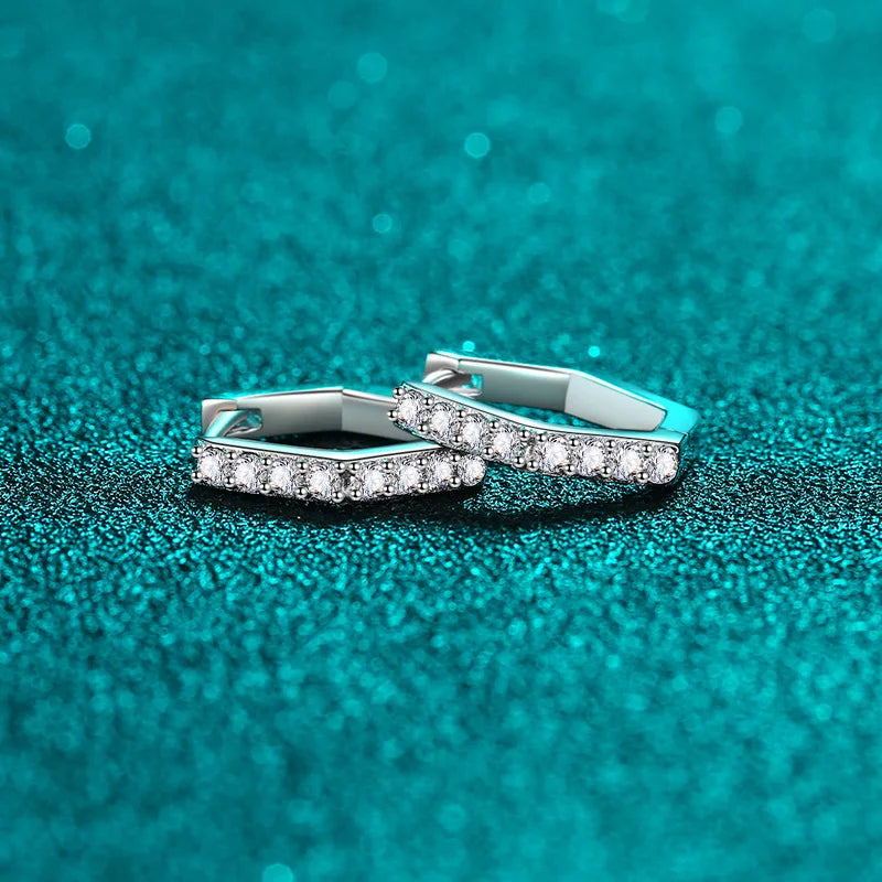 Moissanite Radiance Hexagon Earrings