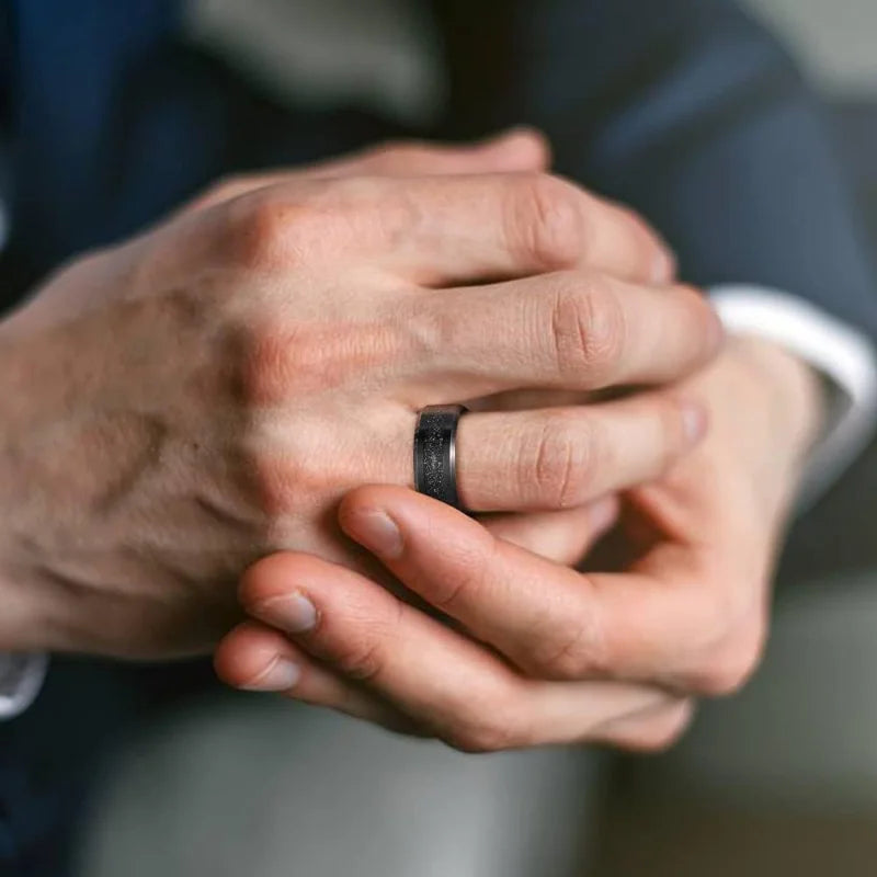 Black Sandstone Tungsten Carbide Ring