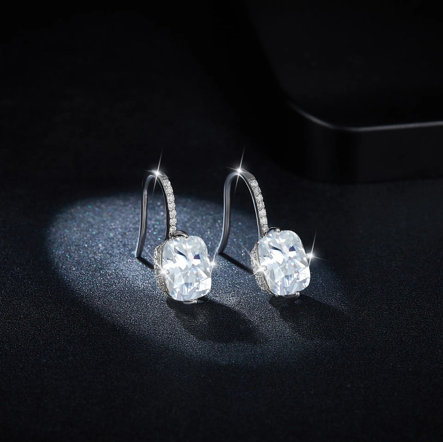 Cushion Cut Elegance Silver Earrings