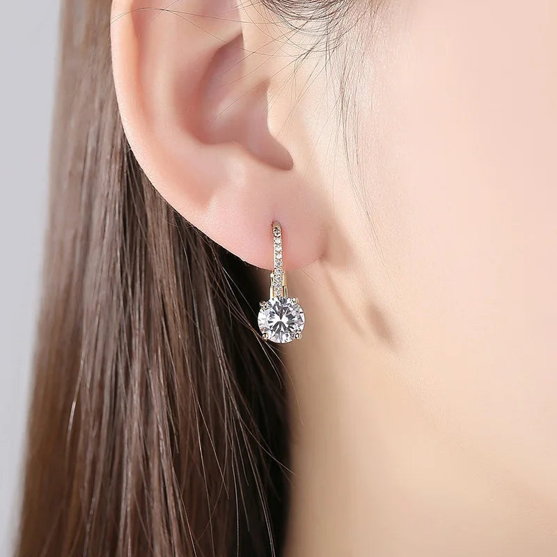 Trendy 14K Gold Plated Moissanite Dangle Earrings