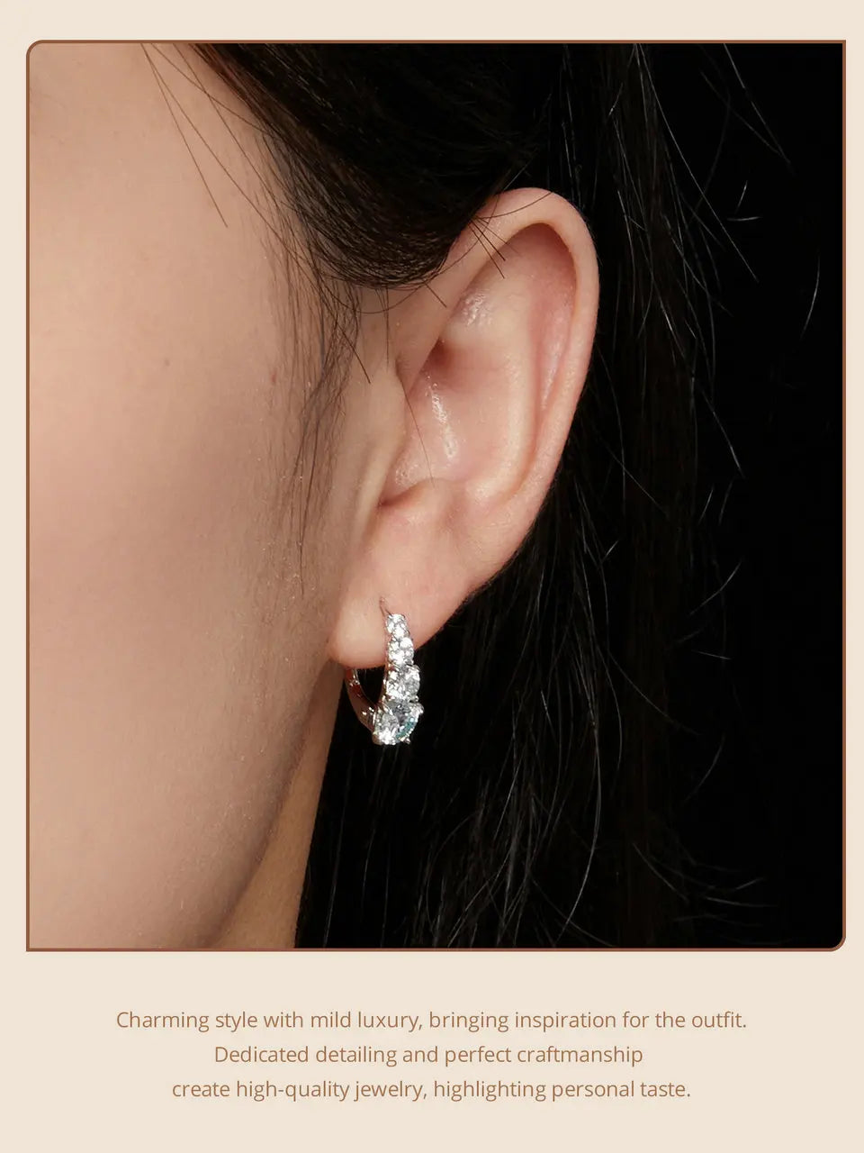 Stylish 925 Sterling Silver Moissanite Hoop Earrings for Women