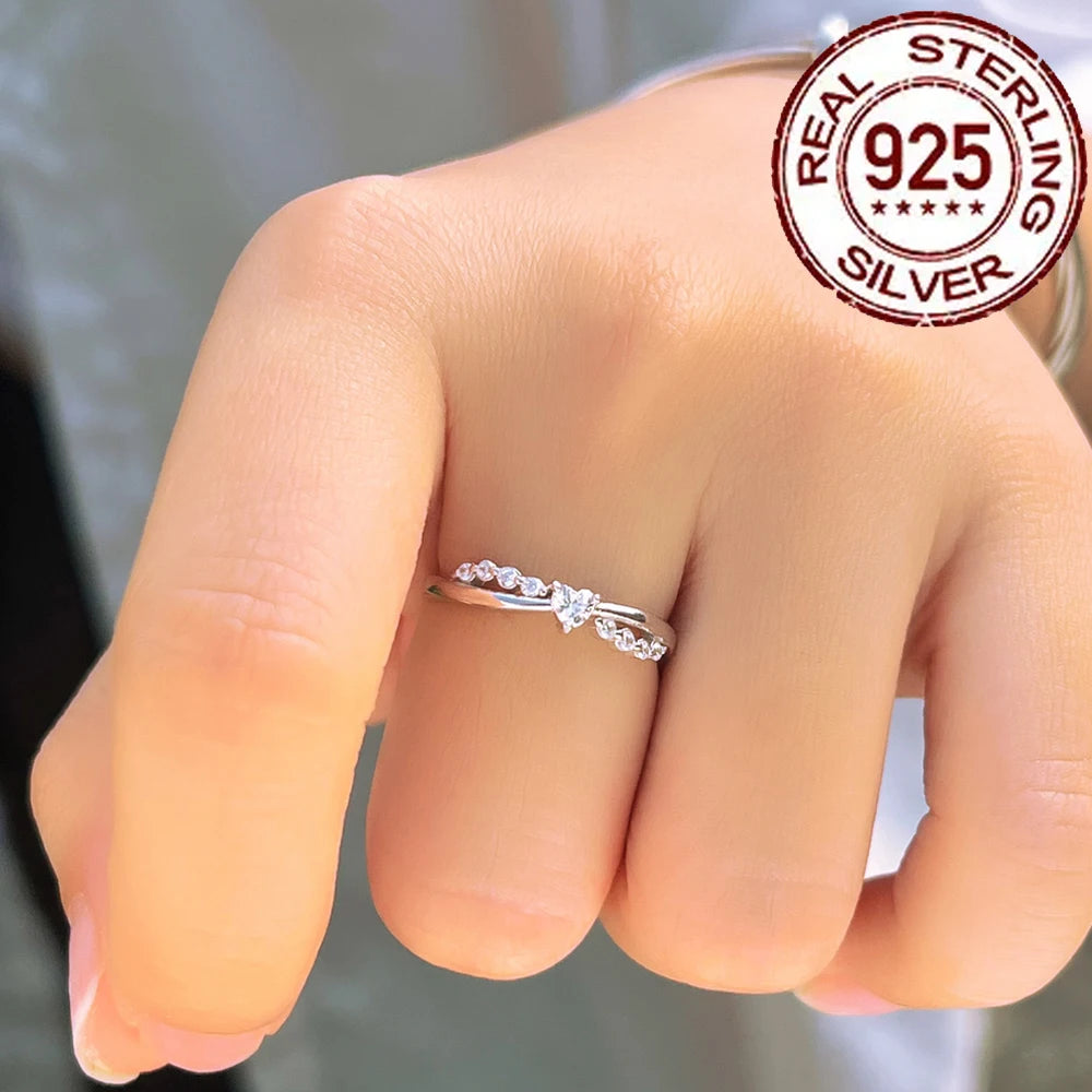 Dazzling Silver Heart CZ Promise Ring