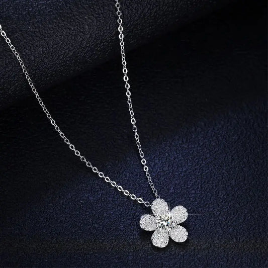 Camellia Blossom Moissanite Necklace