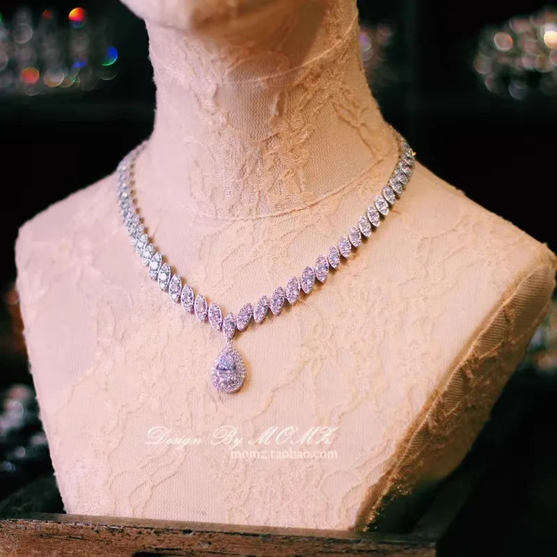 CC Jewelry Set Women Accessory Wedding Events Bridal Bijoux Engagement Necklace Stud Earrings Sets 2 PCS Luxury Chain Gift S028