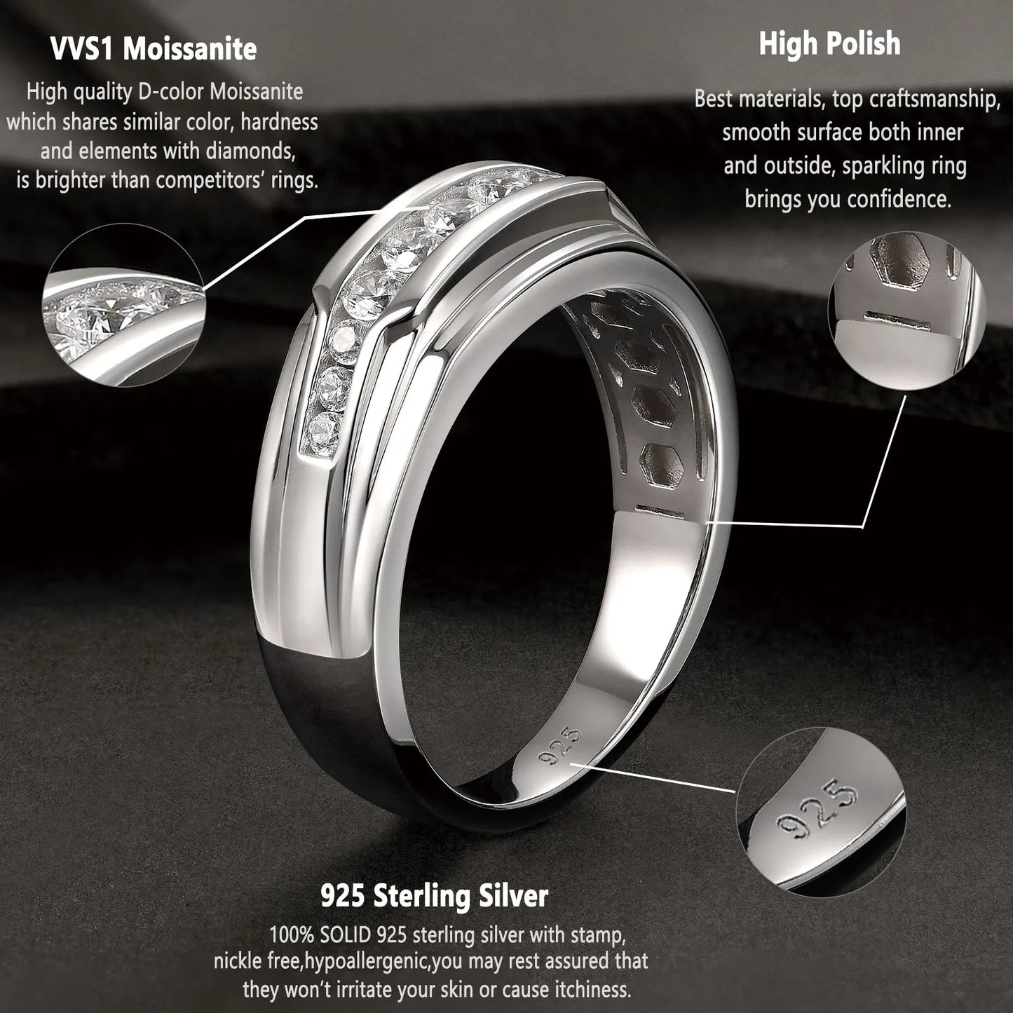 Elegant 925 Sterling Silver Moissanite Engagement Ring