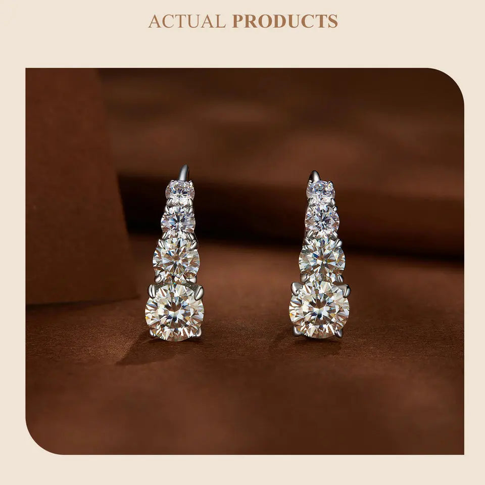 Stylish 925 Sterling Silver Moissanite Hoop Earrings for Women